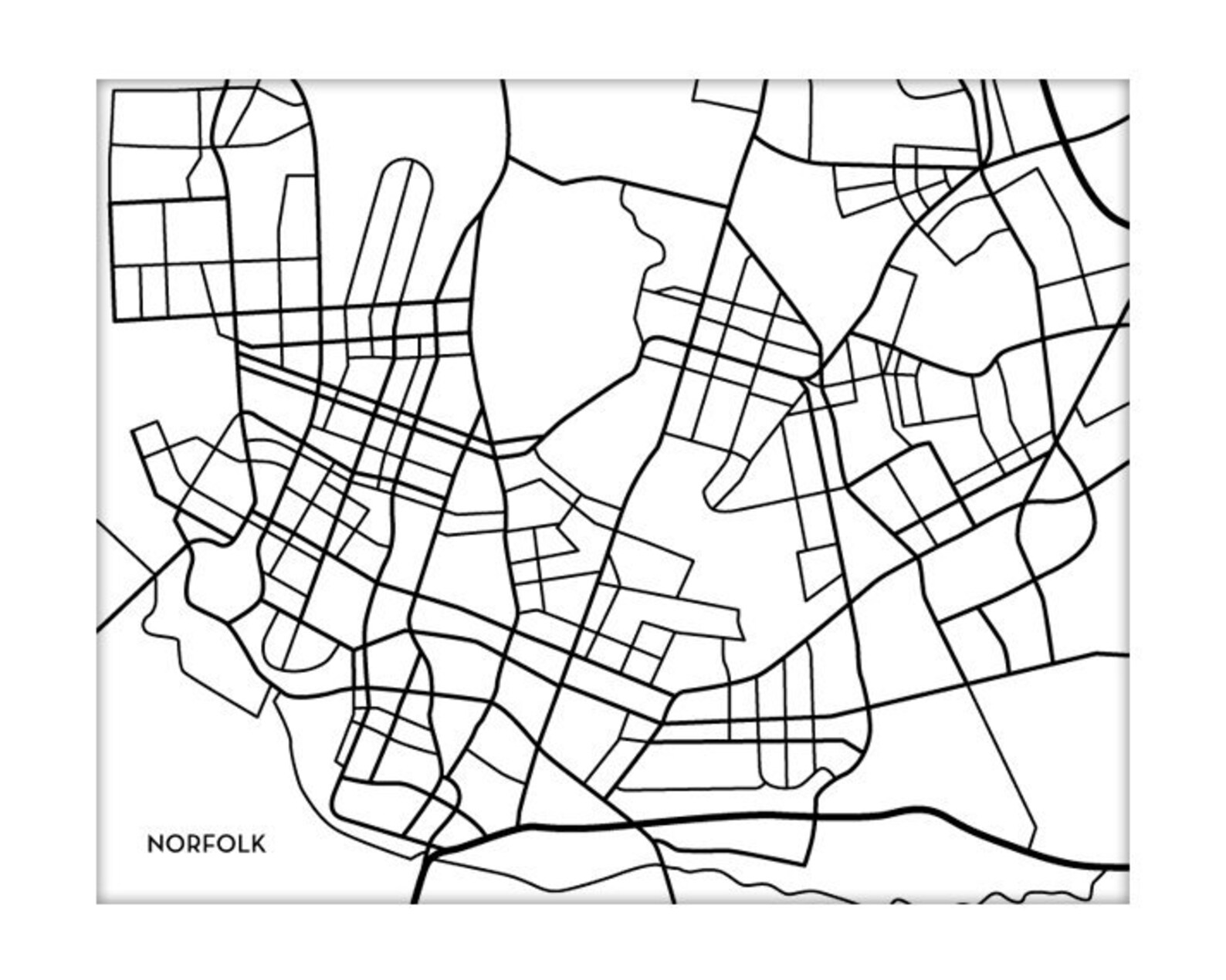 Norfolk VA City Map Art Print / Virginia Wall Art University Grad Gift ...