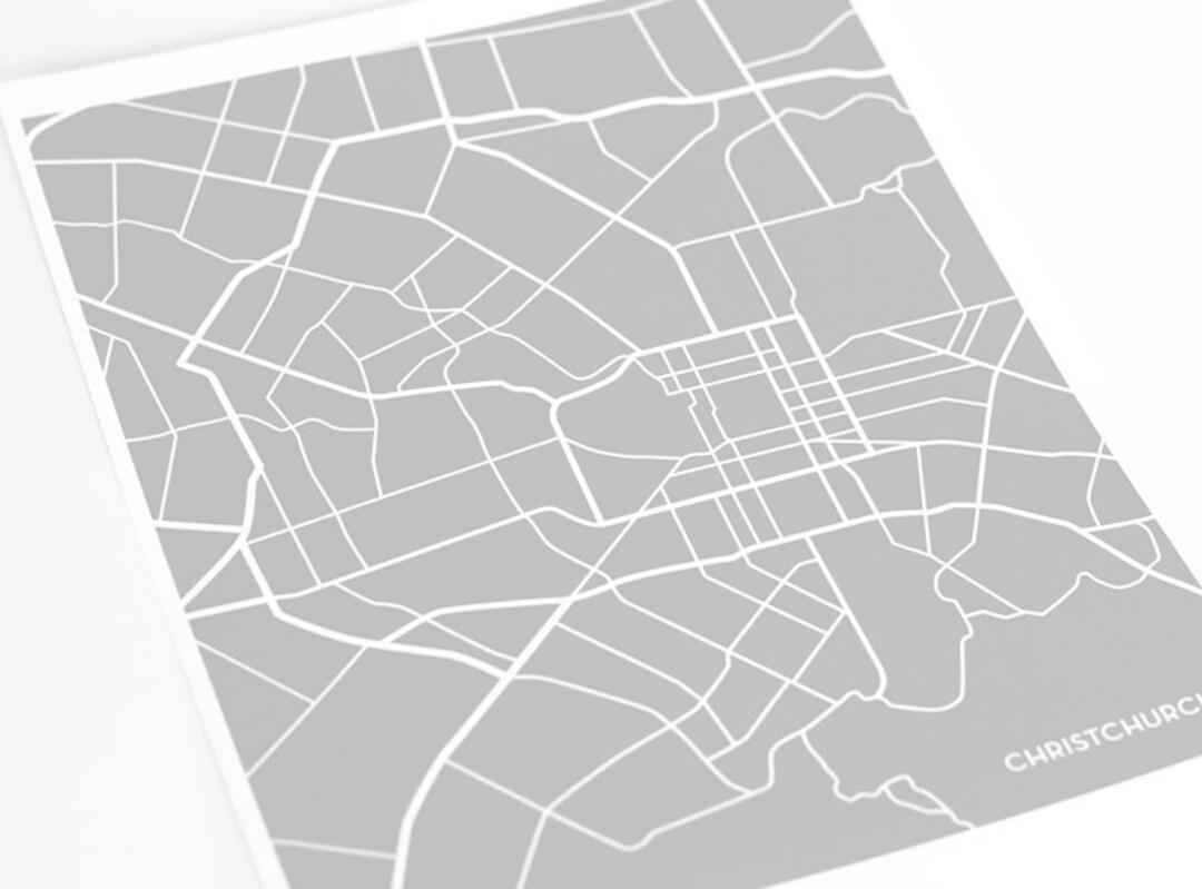 Christchurch City Map Poster / New Zealand Art Print Abstract Wall
