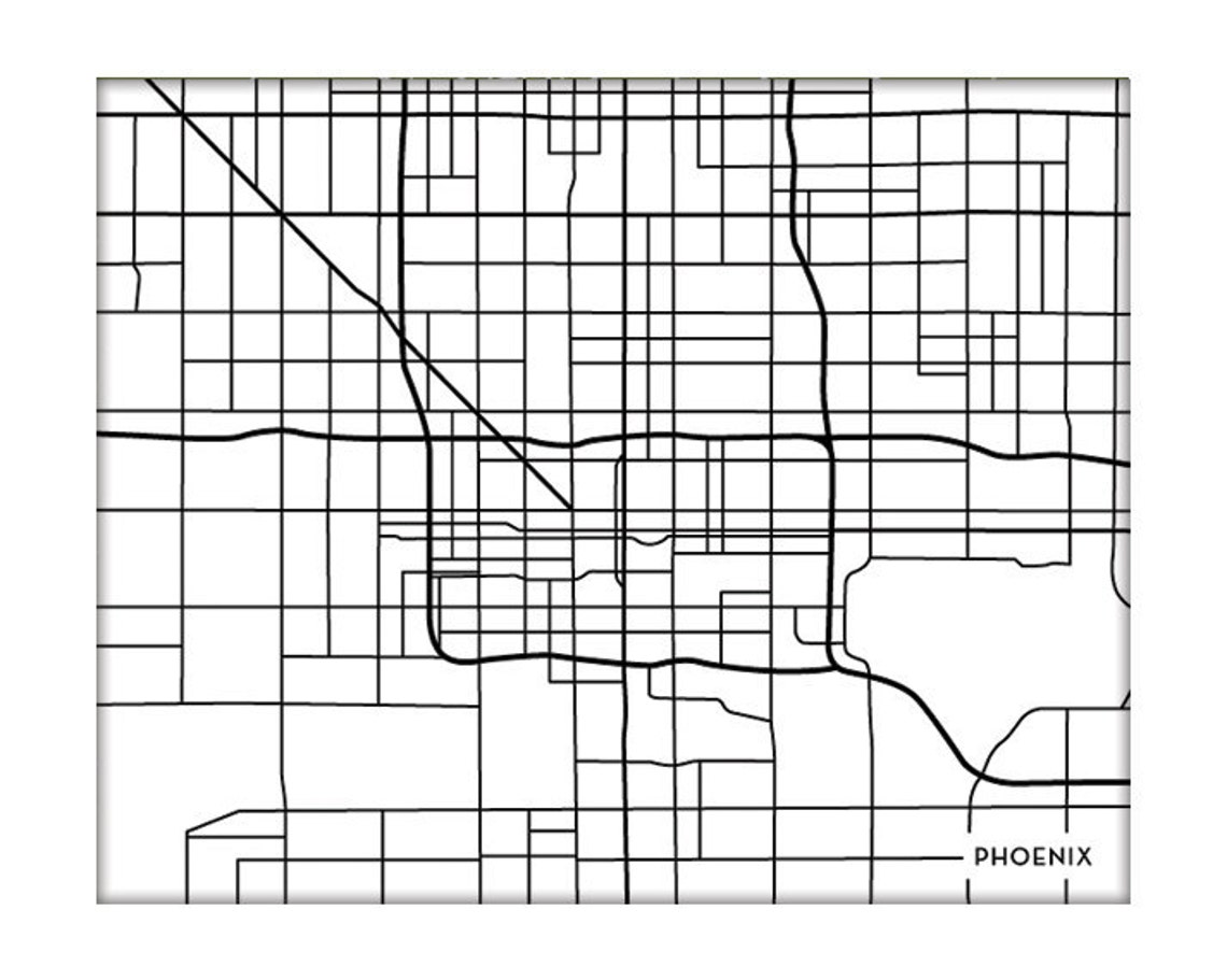 Phoenix City Map Art Print / Arizona Wall Art Poster / 8x10 Digital ...