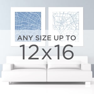12x16 Map Art Print: Any city and color in the shop image 1