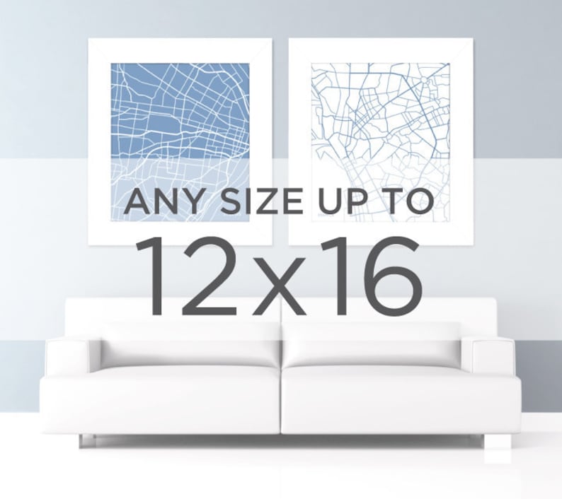 12x16 Map Art Print: Any city and color in the shop image 1