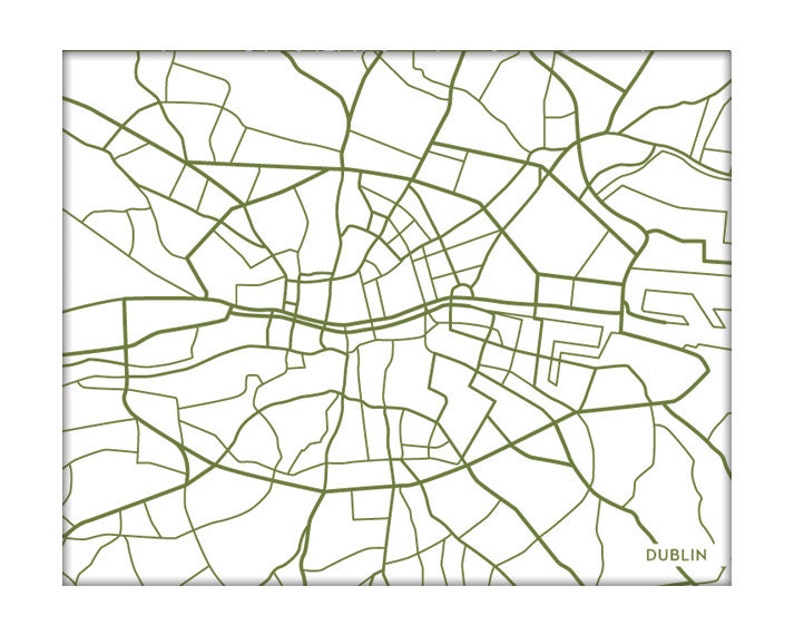Dublin Map City Poster / Ireland Art Print Abstract Wall Decor Etsy