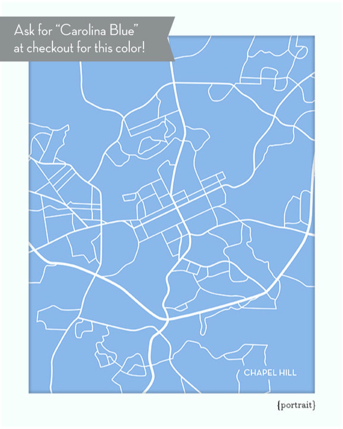 Chapel Hill Print City Map Poster / UNC Tar Heels University Art / 8x10 ...