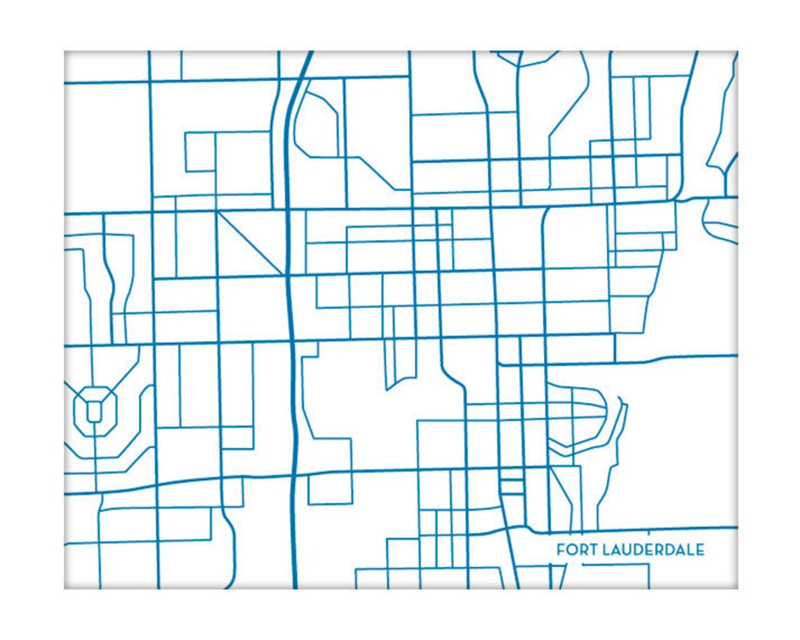 Fort Lauderdale City Map Art Print / Ft Lauderdale Florida - Etsy