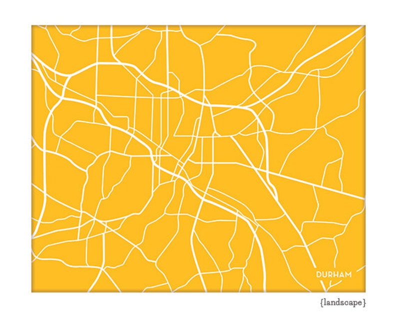 Durham Map Art City Print / 8x10 / Duke University Poster / Choose your Color image 3