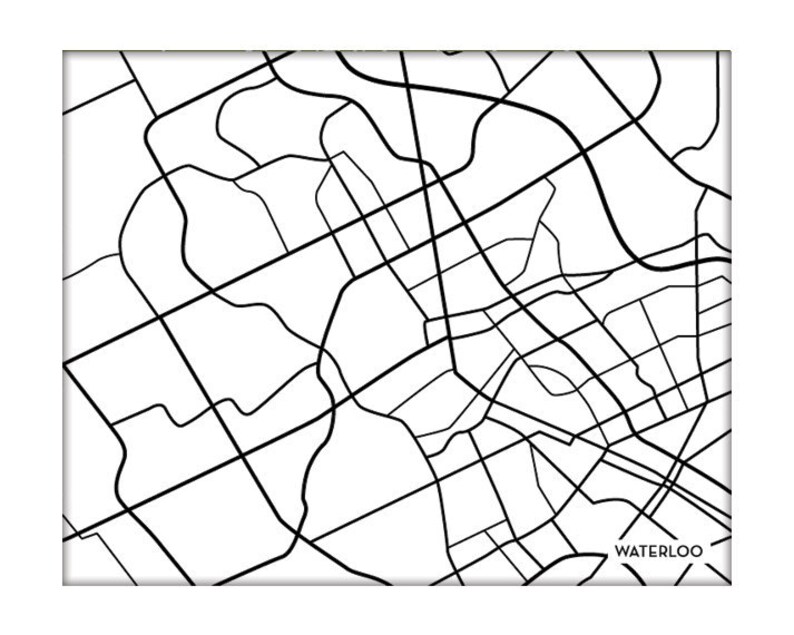 Waterloo City Map Art Print / Ontario Canada Line Map Poster / 8x10