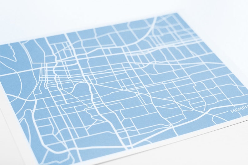 Memphis City Print Map Art / Tennessee Map Grad Gift Wall Poster / 8x10 ...