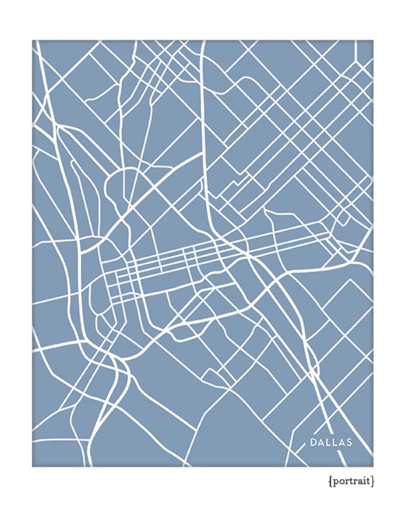 Dallas City Print Line Art / Texas Map Art Dallas Cowboys Poster Wall