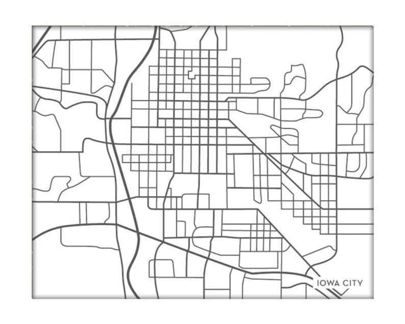 Iowa City Map Art Print / University of Iowa Wall Art Poster / 8x10 ...
