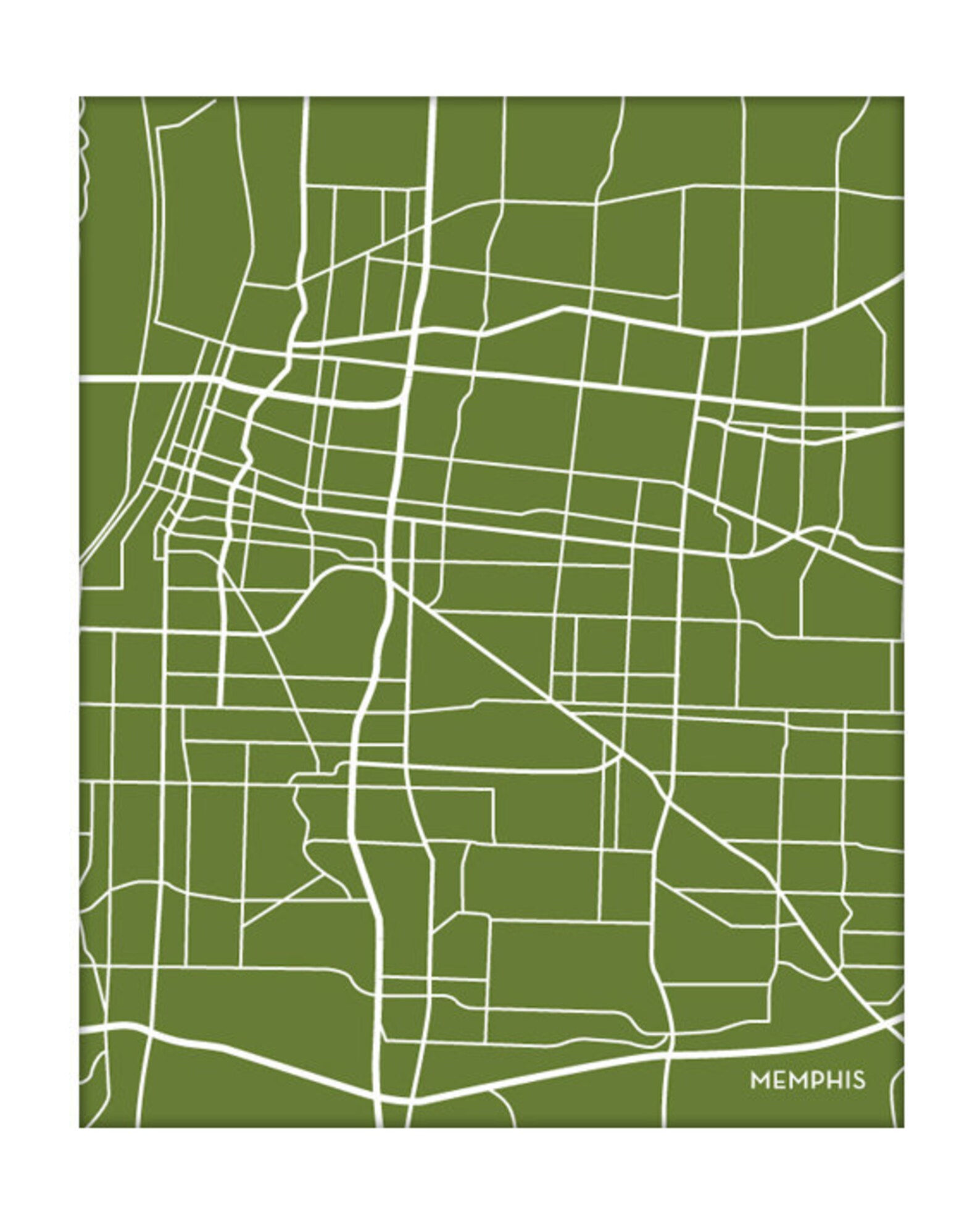 Memphis City Print Map Art / Tennessee Map Grad Gift Wall Poster / 8x10 ...