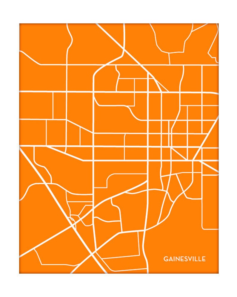 Gainesville City Map Print / University of Florida Gators Grad Gift ...