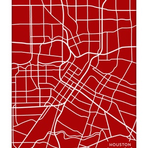 Houston Map Art City Print / University of Houston Texas Poster / 8x10 / Personalized colors image 2