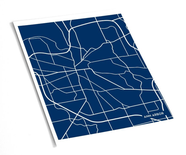 Ann Arbor City Map College Poster / University of Michigan Dorm Decor / 8x10 / Personalized colors image 1
