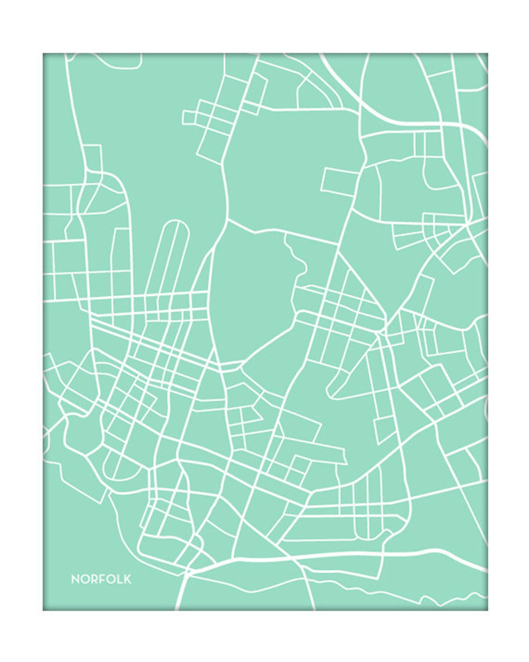 Norfolk VA City Map Art Print / Virginia Wall Art University Grad Gift ...