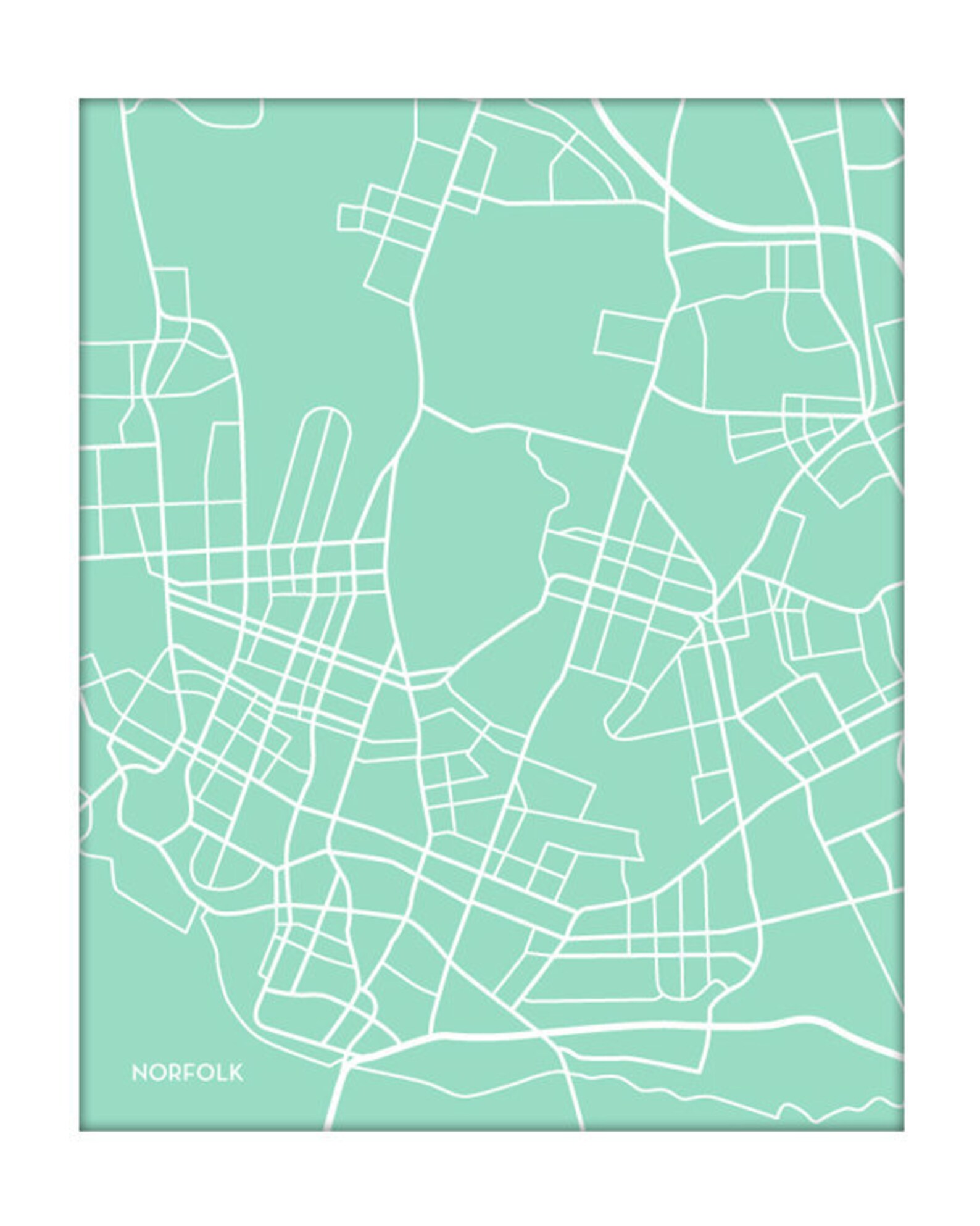 Norfolk VA City Map Art Print / Virginia Wall Art University Grad Gift ...