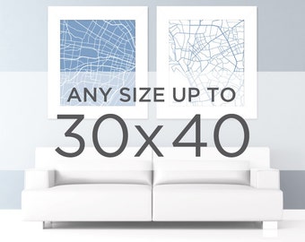 30x40" City Map Large Poster: Any City and Color