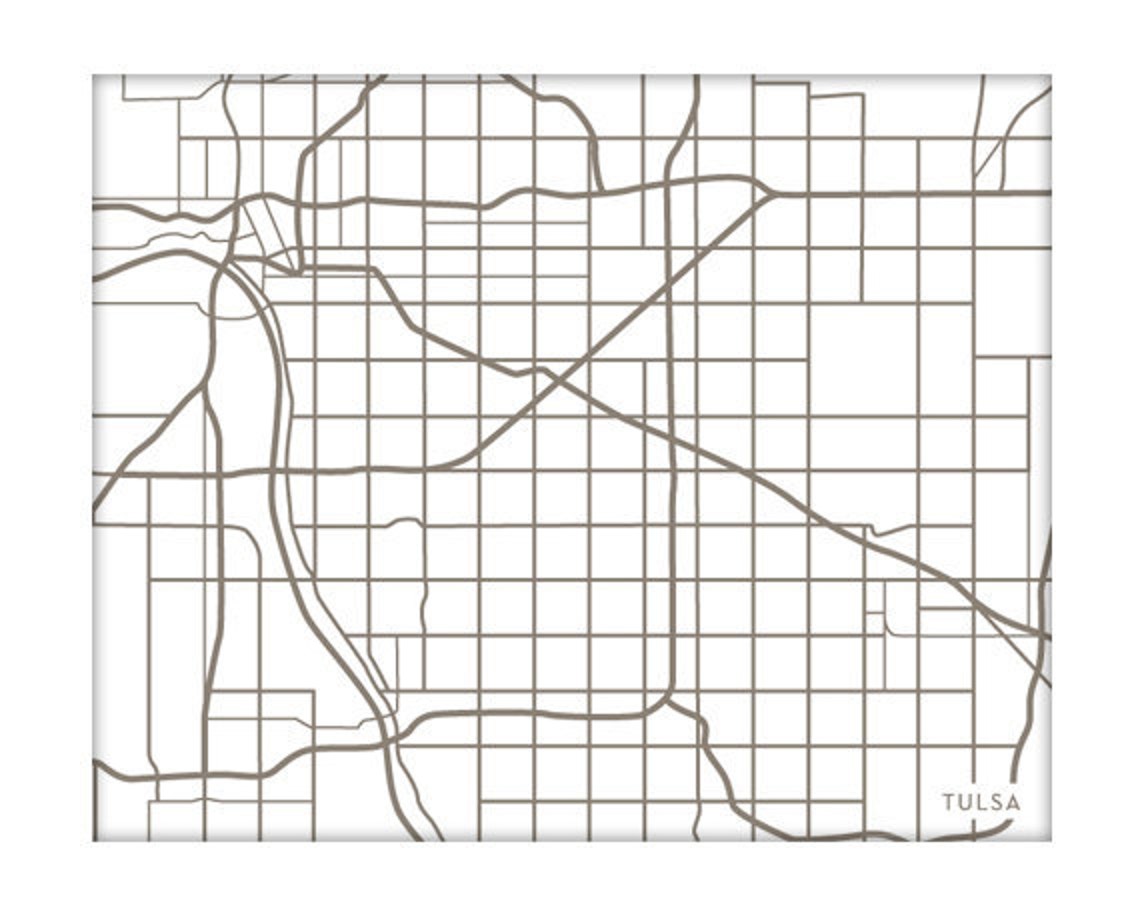 Tulsa OK Map Art City Print / Oklahoma Line Art University Etsy