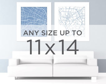 11x14" City Map Wall Art: Choose any city and color in the shop