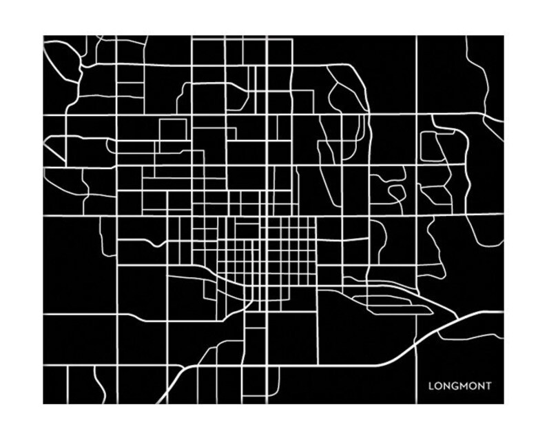Longmont CO City Print Wall Decor / Colorado Map Art Poster / 8x10