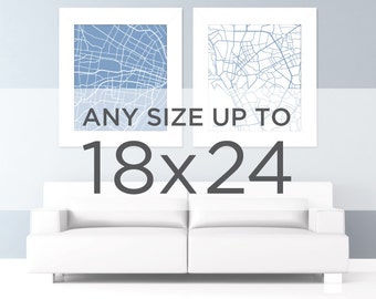 18x24" City Map: Choose Your City / Wall Art Poster / Digital Print