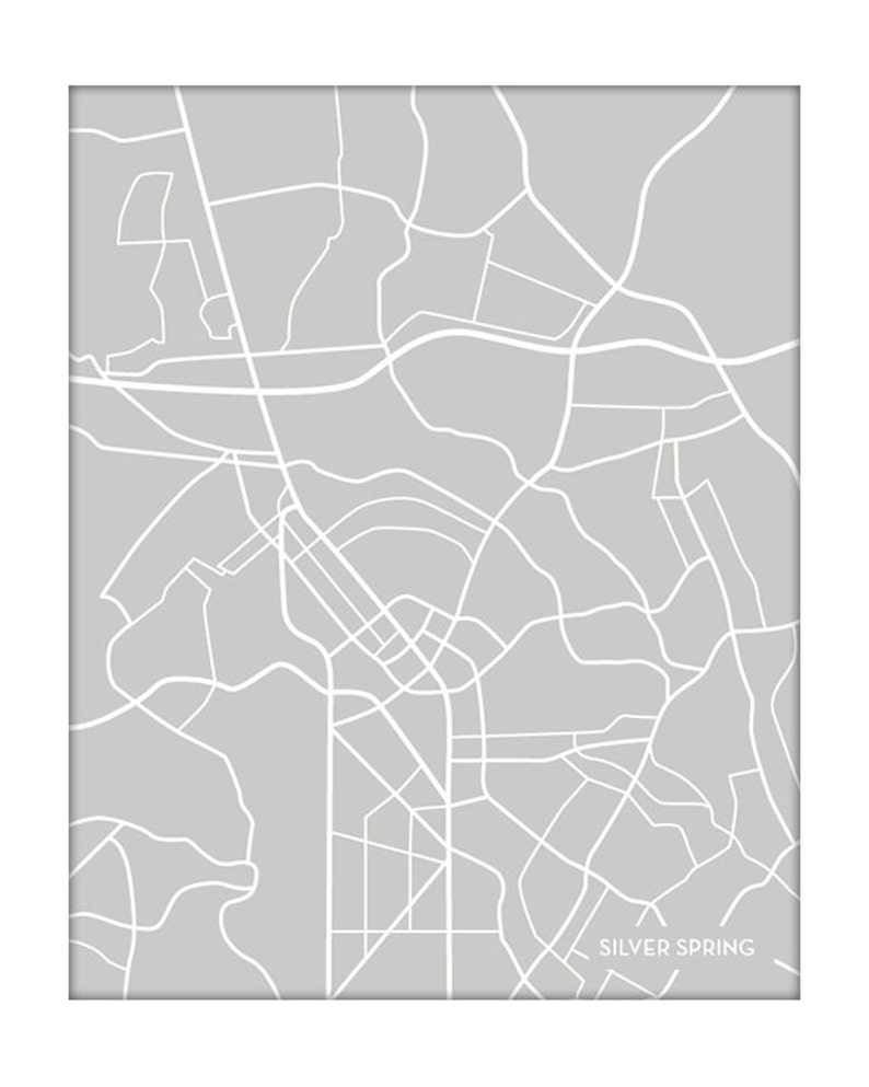 Silver Spring MD City Art Print / Maryland Map Line Art Drawing Poster