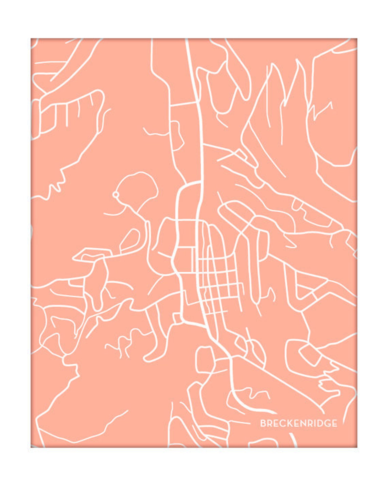 Breckenridge CO City Map Wall Art / Colorado Ski Resort - Etsy