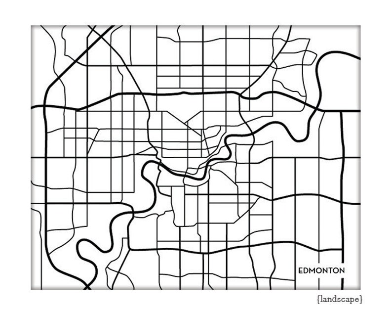 Edmonton AB Street Map Wall Art / Alberta Canada Custom City Etsy