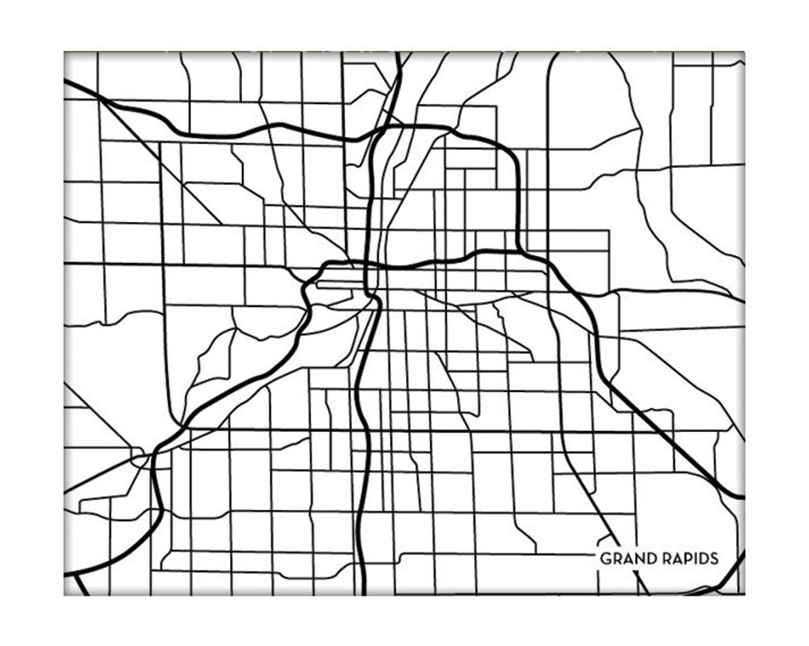 Grand Rapids City Map Print / Michigan Art Poster / 8x10 Line - Etsy