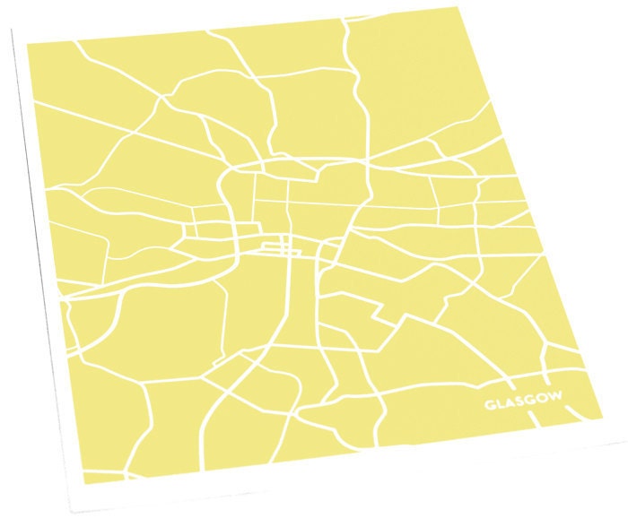 Glasgow Map City Print / Scotland Poster Wall Art / 8x10 / Etsy