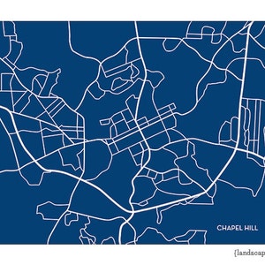 Chapel Hill Print City Map Poster / UNC Tar Heels University Art / 8x10 ...