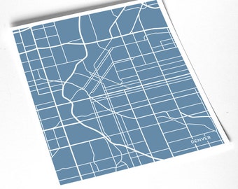 Denver City Map Print / Colorado Poster Art / 8x10 / Available in any color