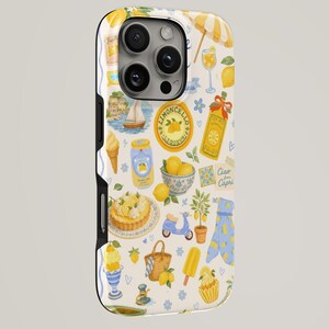 Capri Lemon Art telefoonhoesje, Italiaans zomerpatroon, felgeel design