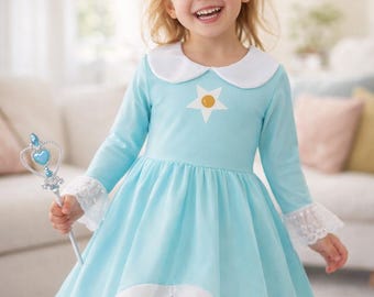 Princess Rosalina Inspired Dress for Girls Light Blue Halloween Costume Princess Peach Cosplay Outfit