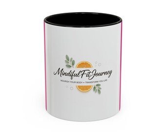 Logo Mindful Fit Journey Mug | Tasse à café décorative, design bien-être aux agrumes
