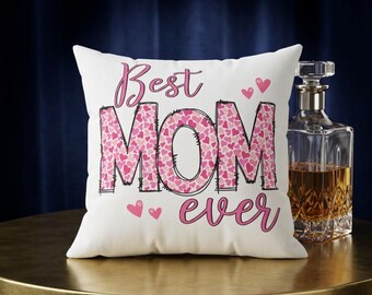 Meilleur oreiller pour maman | Coussin décoratif carré, motif coeur pour la fête des mères