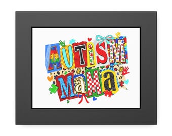 encadrée maman autiste | Décoration murale colorée en pièces de puzzle