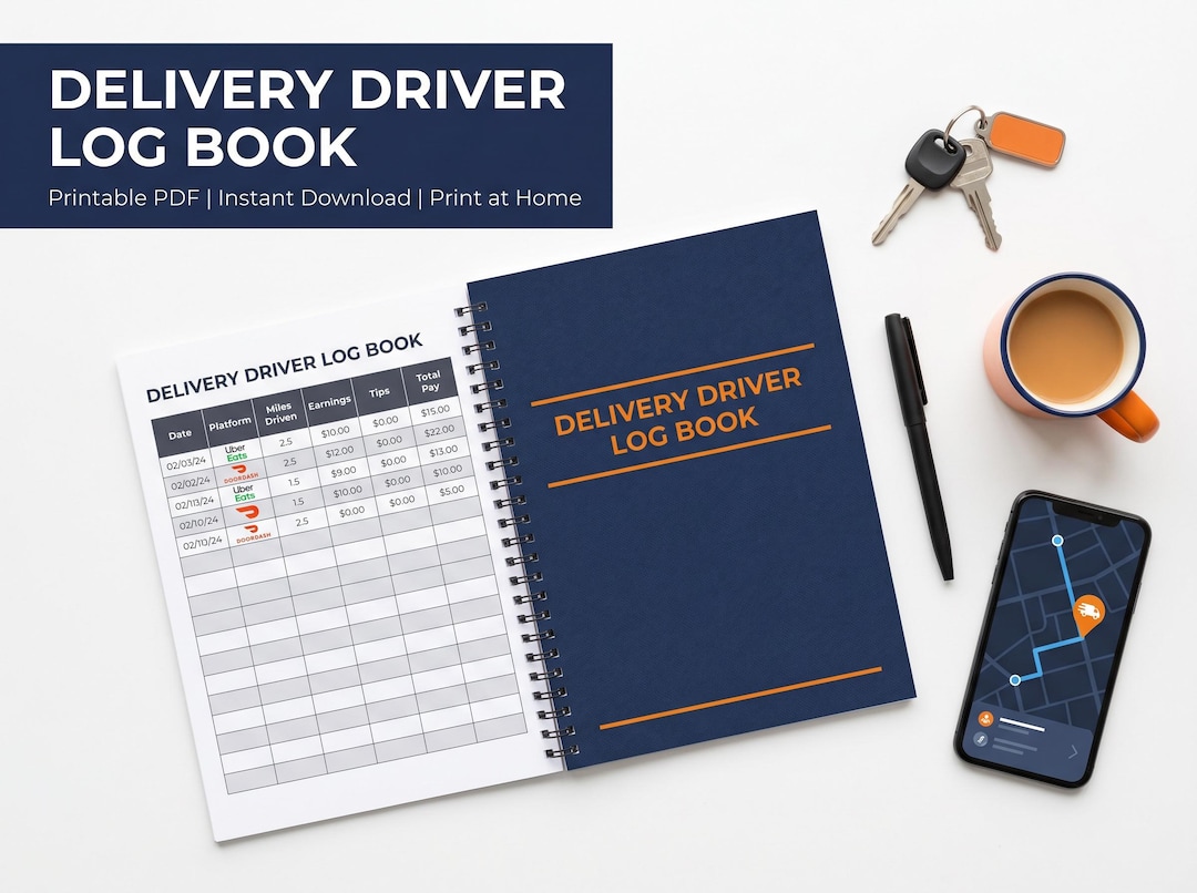 Delivery Driver Log Book Printable | Mileage Tracker Doordash Amazon ...
