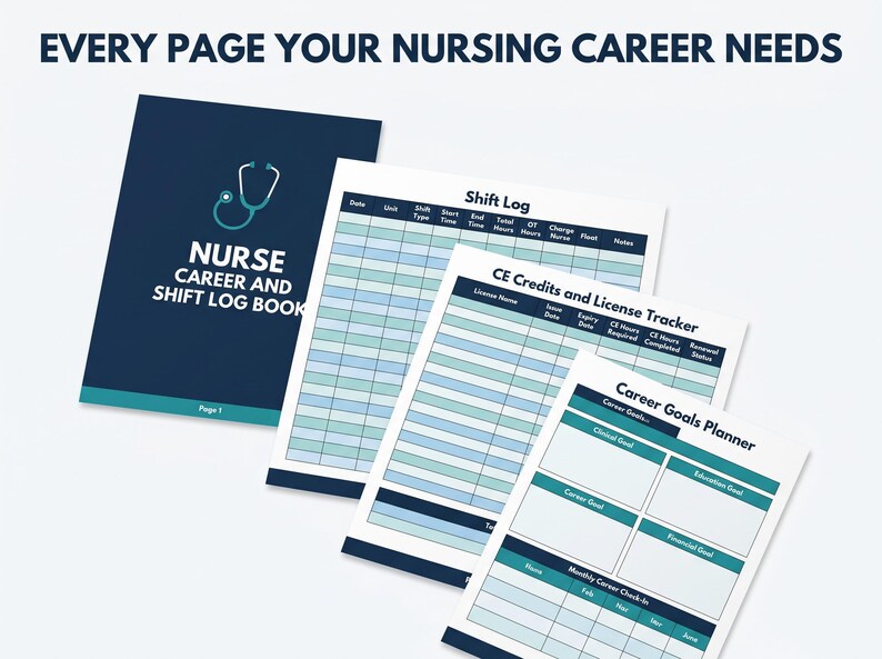 Nurse Shift Log Book Printable | Nursing Career Planner | Travel Nurse ...