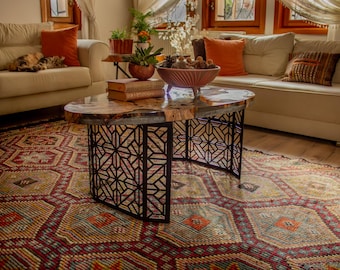 Geometric Steel Table Base, Modern Art Deco Coffee Table Legs, No Import Tax