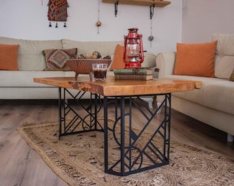 Geometric Steel Coffee Table Legs – Industrial Base, Matte Black Finish