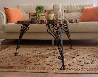 Ornate Metal Coffee Table Legs – Art Nouveau Furniture Base - Taxes Paid USA