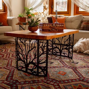 Rustic Tree Metal Coffee Table Base, Handmade Steel Furniture Legs