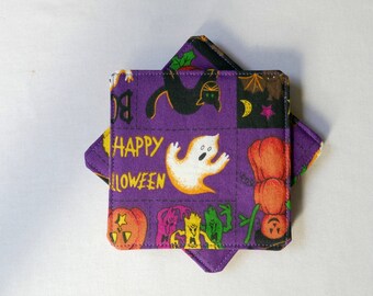 Halloween Fabric Coasters, Cloth Coasters Home Decor, Kitchen Dining Ghost Pumpkin Black Cat