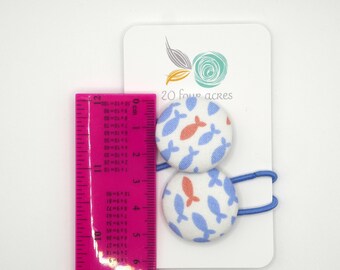 Fish School Button Elastics - Set of 2 - Ideal Gift - 28mm - Pony Tail Holder