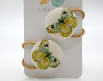 Butterfly Hair Tie Set – Handmade Button Ponytail Holders
