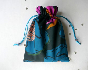 Ruby Star Rise II Teal Cotton Sateen - lined in dark gold cotton, teal Satin Drawstring Cord - Dimensions 15 x 20 cm Tarot, Crystals