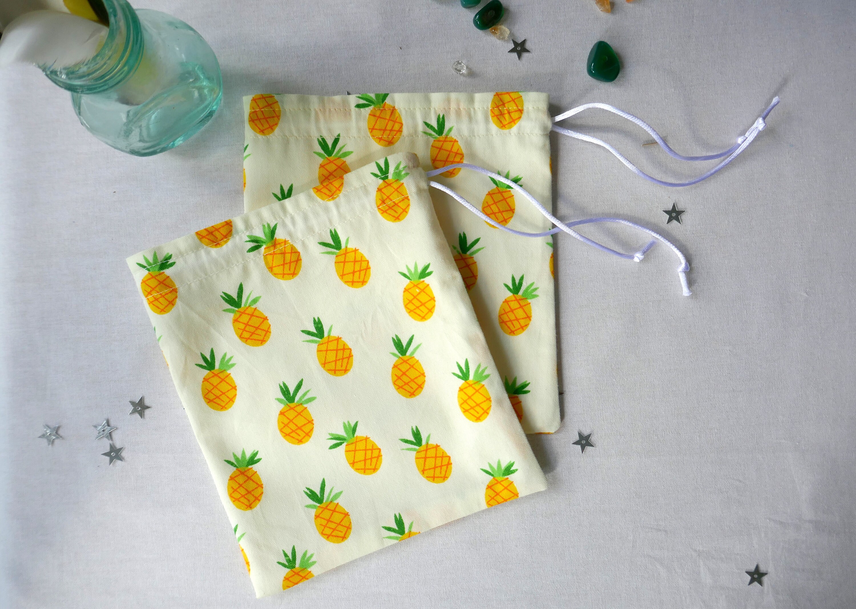 Pineapple Fabric Gift Bag Fully Lined With an Ivory Satin Etsy Australia