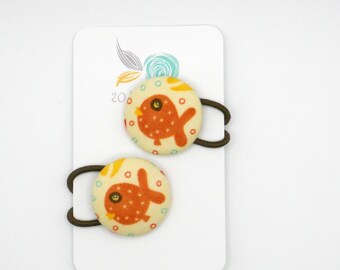 Fish Kisses Button Elastics - Set of 2 - Ideal Gift - 28mm - Pony Tail Holder