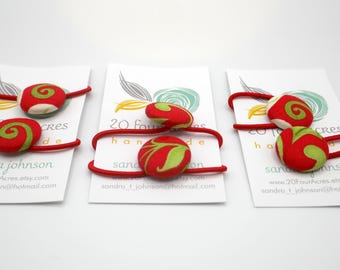 Christmas Pony Tail Holder - Set of 2 - Elastic Hair Tie  23 mm - CHOOSE a Set