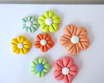 Handmade Polymer Clay Flowers - Set A - Scrapbooking Embellishments